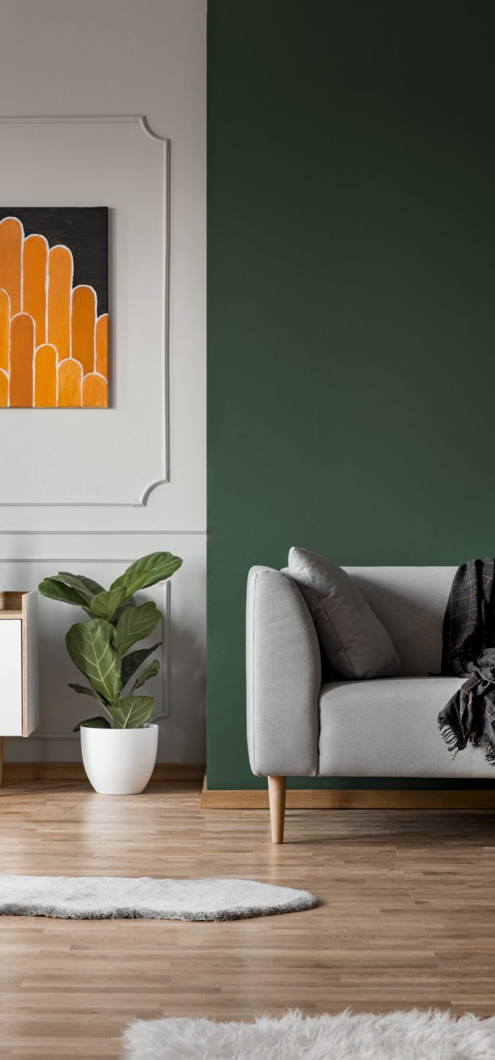 Beispielbild mit Stuckleisten und gestrichener Wand im Wohnzimmer